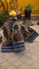 Blue Narayanpet with ochre sleeve