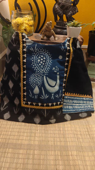 Charcoal Ikkat, Indigo Yoke